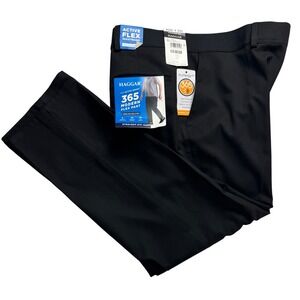 Haggar Mens 365 Modern Flex Pant Black Straight Fit 42W X 30L Gabardine